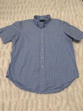 Ralph Lauren Classic Fit Blue Plaid Short-Sleeve Button-Down Shirt